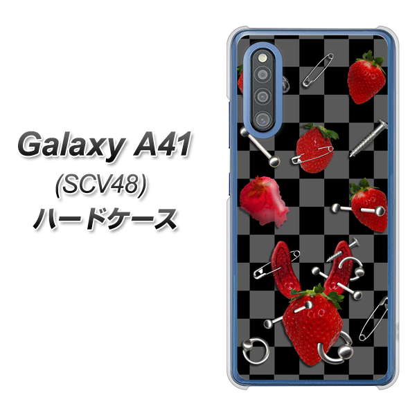 Galaxy A41 SCV48 au AG833 苺パンク（黒） ハードケース 背面印刷