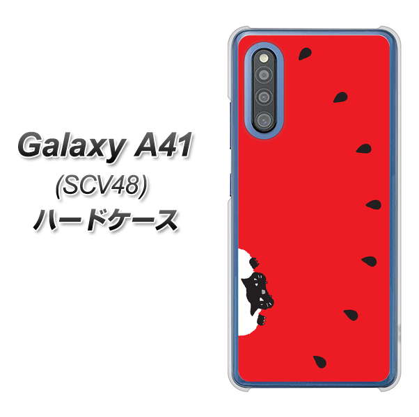 Galaxy A41 SCV48 au IA812 すいかをかじるネコ ハードケース 背面印刷