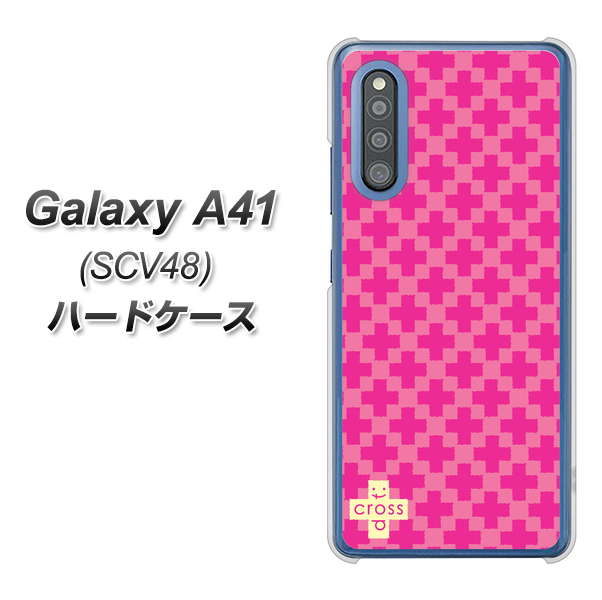 Galaxy A41 SCV48 au IB901 クロスドット_ピンク ハードケース 背面印刷