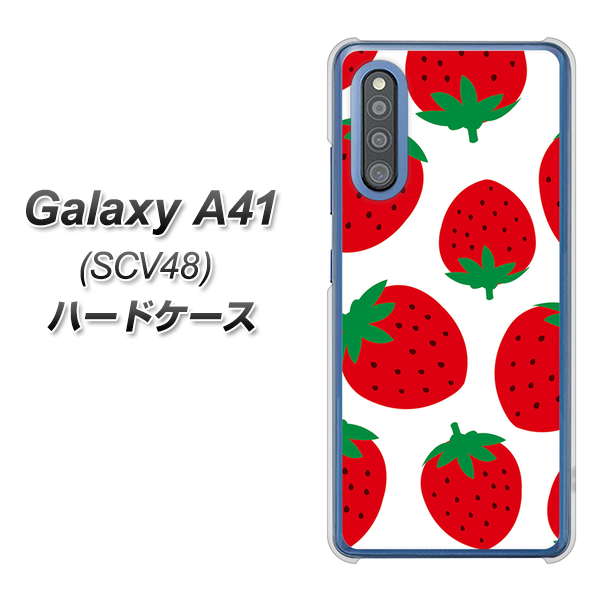 Galaxy A41 SCV48 au SC818 大きいイチゴ模様レッド ハードケース 背面印刷