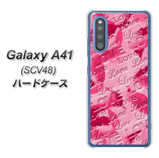 Galaxy A41 SCV48 au SC845 フラワーヴェルニLOVE濃いピンク（ローズアンディアン） ハードケース 背面印刷