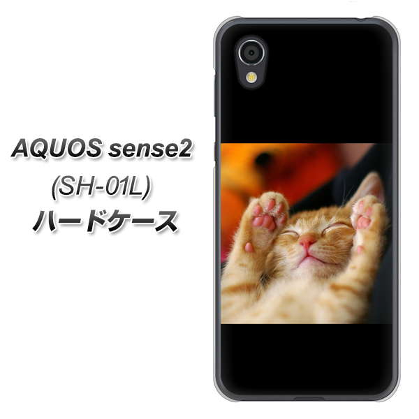 AQUOS sense2 SH-01L docomo VA804 爆睡するネコ ハードケース 背面印刷