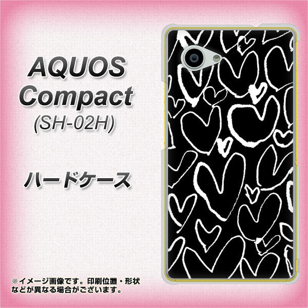 AQUOS Compact SH-02H docomo 1124 ハート BK＆WH ハードケース 背面印刷