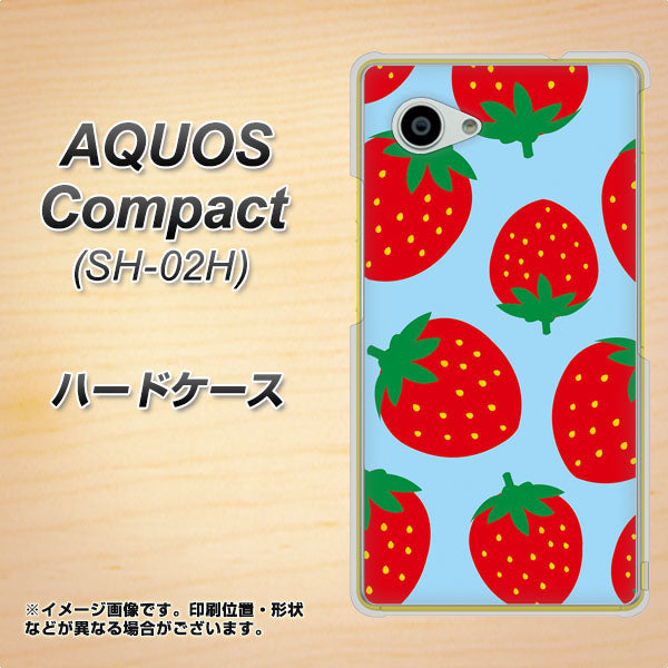 AQUOS Compact SH-02H docomo SC821 大きいイチゴ模様レッドとブルー ハードケース 背面印刷