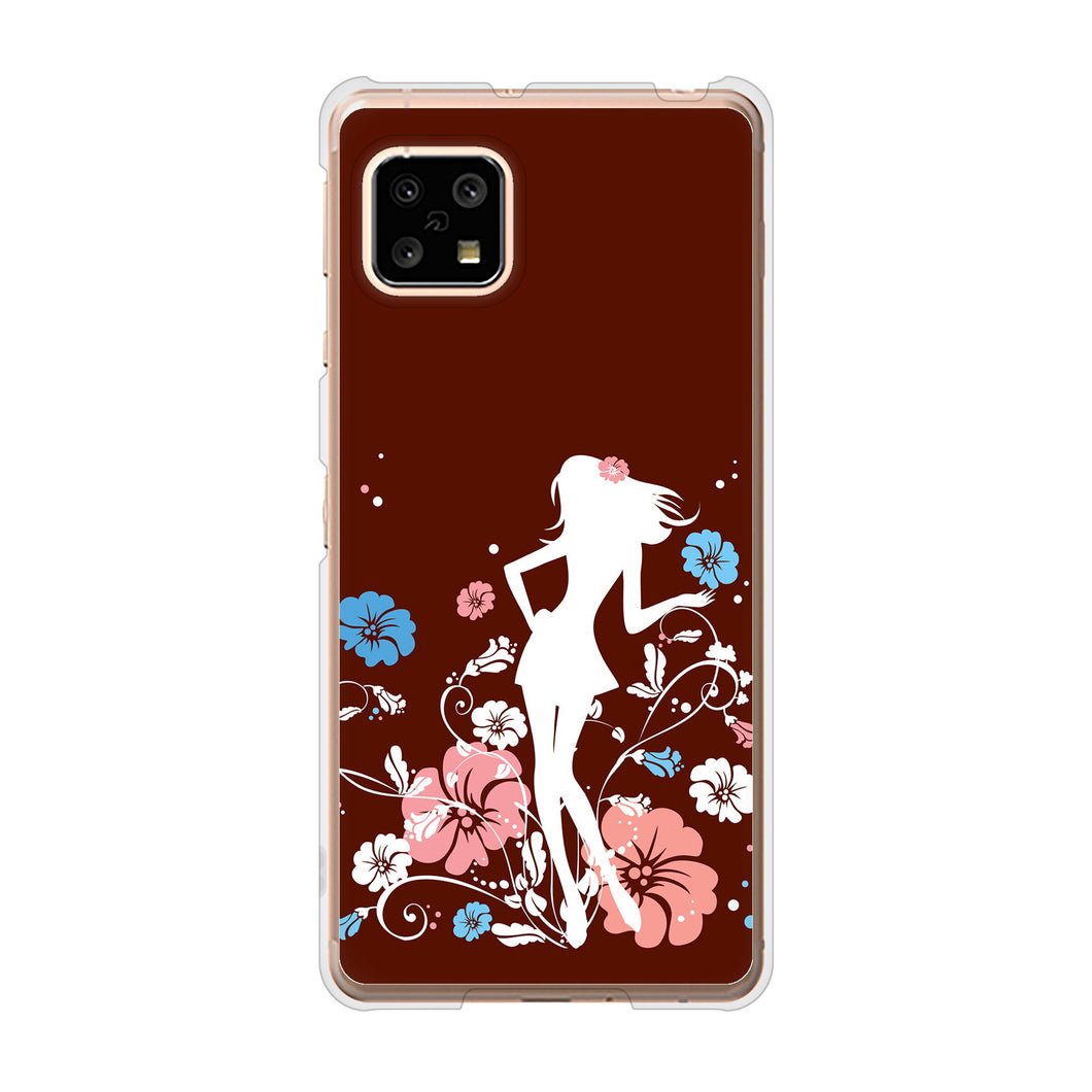 AQUOS sense4 SH-41A docomo 110 ハイビスカスと少女 ハードケース 背面印刷
