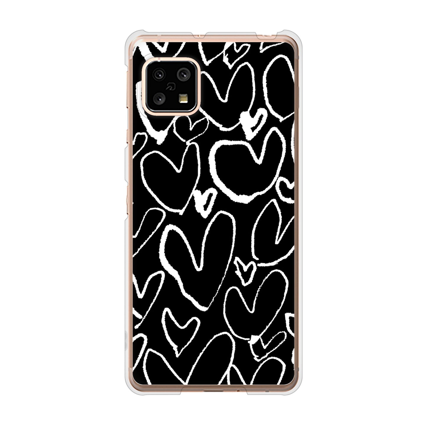 AQUOS sense4 SH-41A docomo 1124 ハート BK＆WH ハードケース 背面印刷