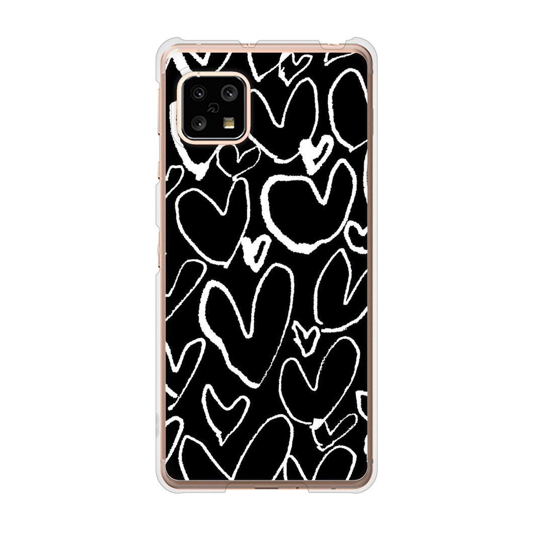 AQUOS sense4 SH-41A docomo 1124 ハート BK＆WH ハードケース 背面印刷