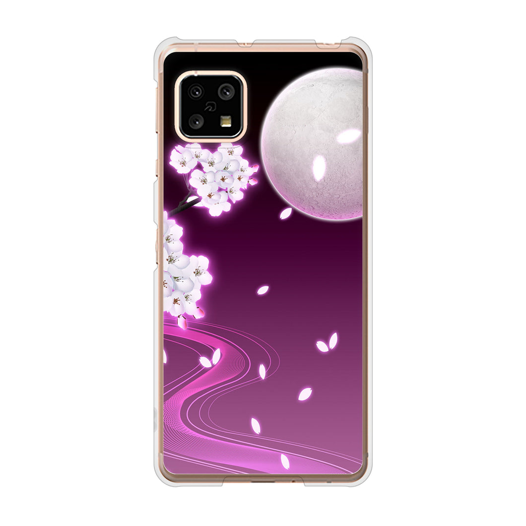 AQUOS sense4 SH-41A docomo 1223 紫に染まる月と桜 ハードケース 背面印刷