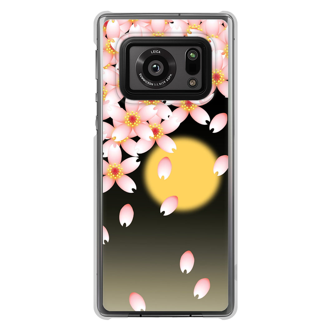 AQUOS R6 SH-51B 136 満月と夜桜 ハードケース 背面印刷