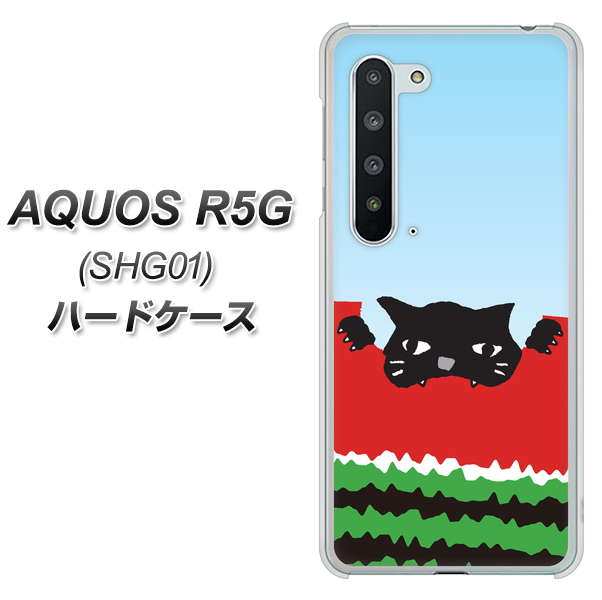 AQUOS R5G SHG01 au IA815 すいかをかじるネコ(大) ハードケース 背面印刷