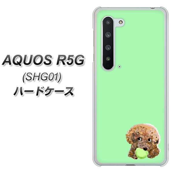 AQUOS R5G SHG01 au YJ055 トイプードル＆ボール（グリーン） ハードケース 背面印刷