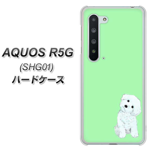 AQUOS R5G SHG01 au YJ071 トイプードルホワイト（グリーン） ハードケース 背面印刷