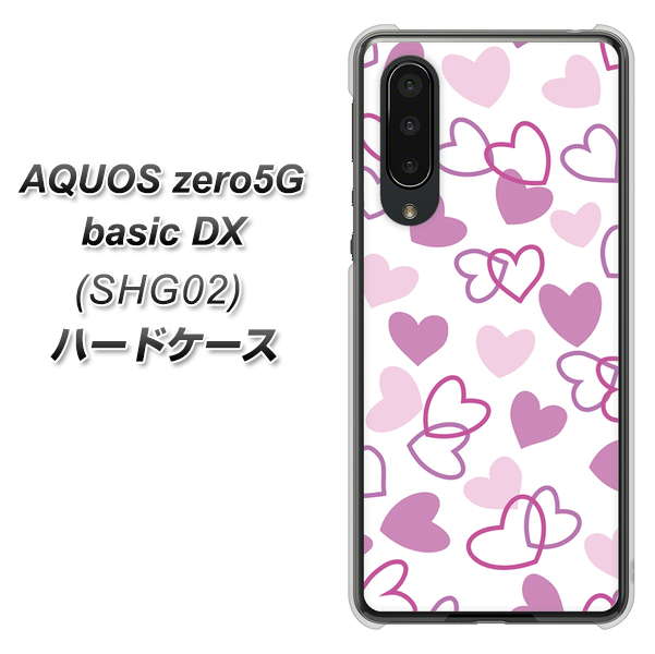 AQUOS zero5G basic DX SHG02 au VA928 ハートがいっぱい パープル ハードケース 背面印刷