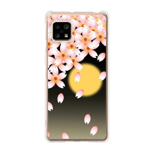 AQUOS sense5G SHG03 au 136 満月と夜桜 ハードケース 背面印刷