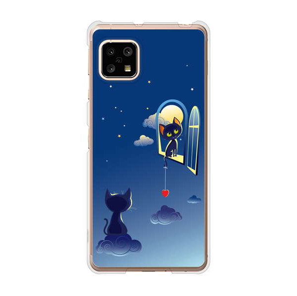 AQUOS sense5G SHG03 au 夜とネコ ハードケース 背面印刷