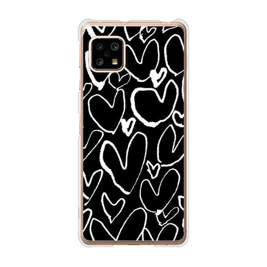 AQUOS sense5G SHG03 au 1124 ハート BK＆WH ハードケース 背面印刷