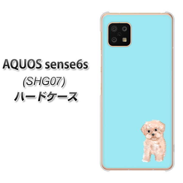 AQUOS sense6s SHG07 au/UQ mobile YJ062 トイプードルアプリコット（ブルー） ハードケース 背面印刷