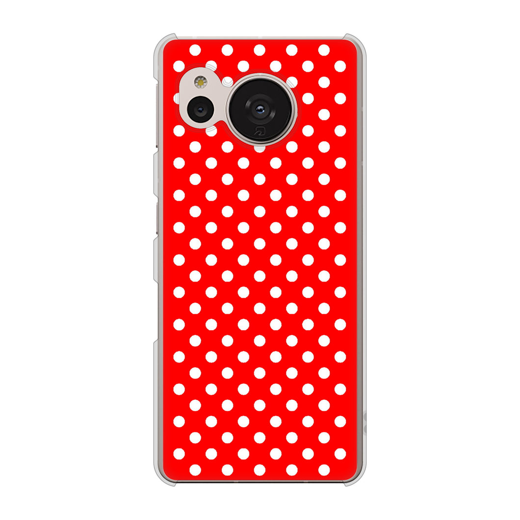 AQUOS sense7 SHG10 au 055 シンプル柄（水玉） レッド ハードケース 背面印刷
