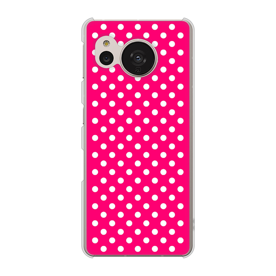 AQUOS sense7 SHG10 au 056 シンプル柄（水玉） ピンク ハードケース 背面印刷