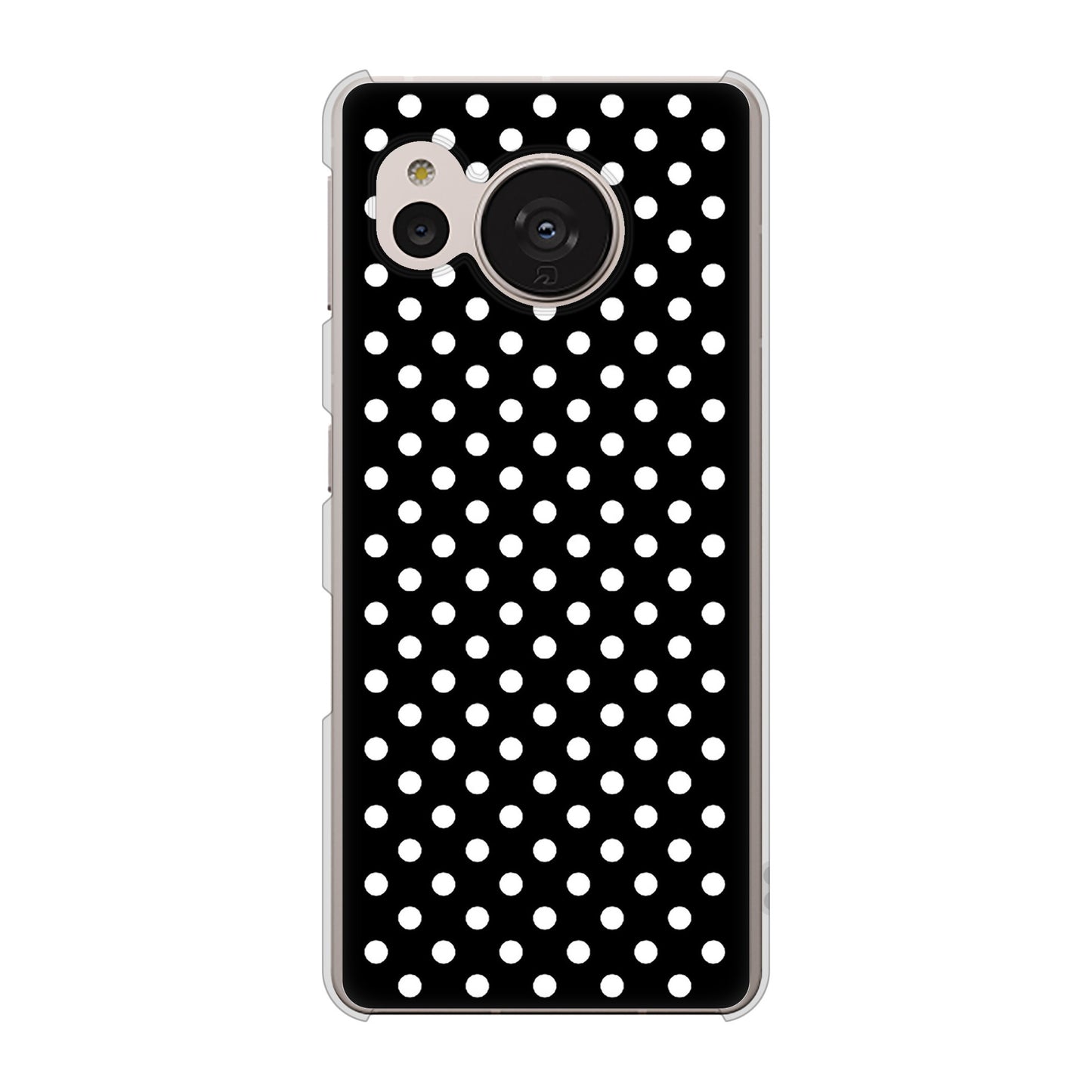 AQUOS sense7 SHG10 au 059 シンプル柄（水玉） ブラック ハードケース 背面印刷
