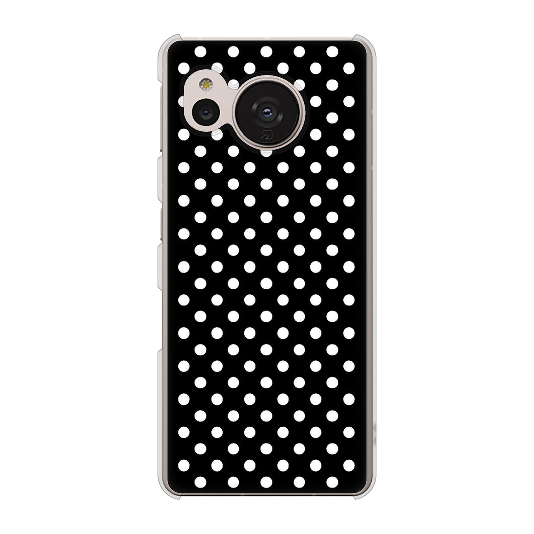 AQUOS sense7 SHG10 au 059 シンプル柄（水玉） ブラック ハードケース 背面印刷