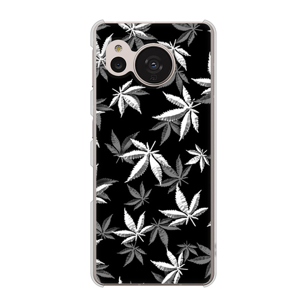 AQUOS sense7 SHG10 au 064 モノトーン大麻ブラック ハードケース 背面印刷