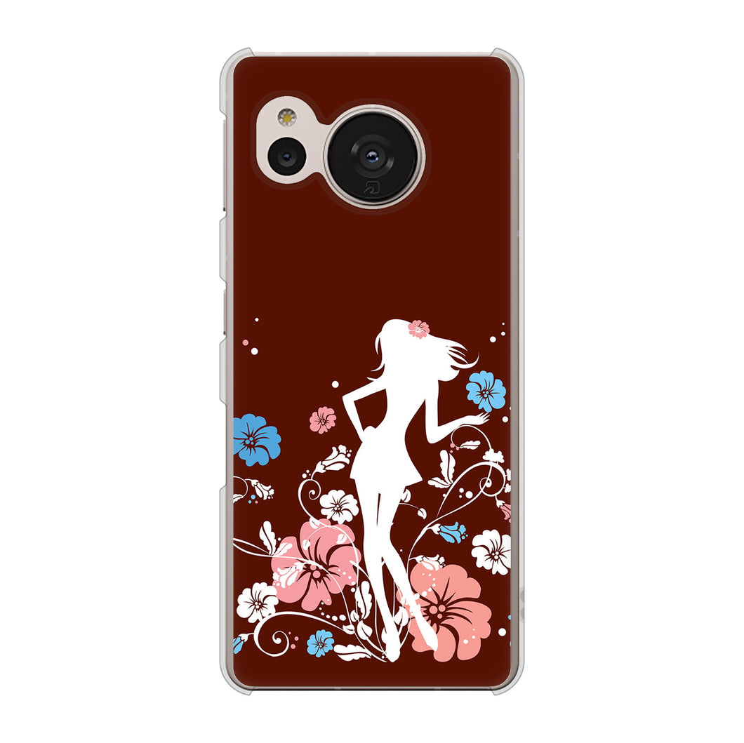AQUOS sense7 SHG10 au 110 ハイビスカスと少女 ハードケース 背面印刷