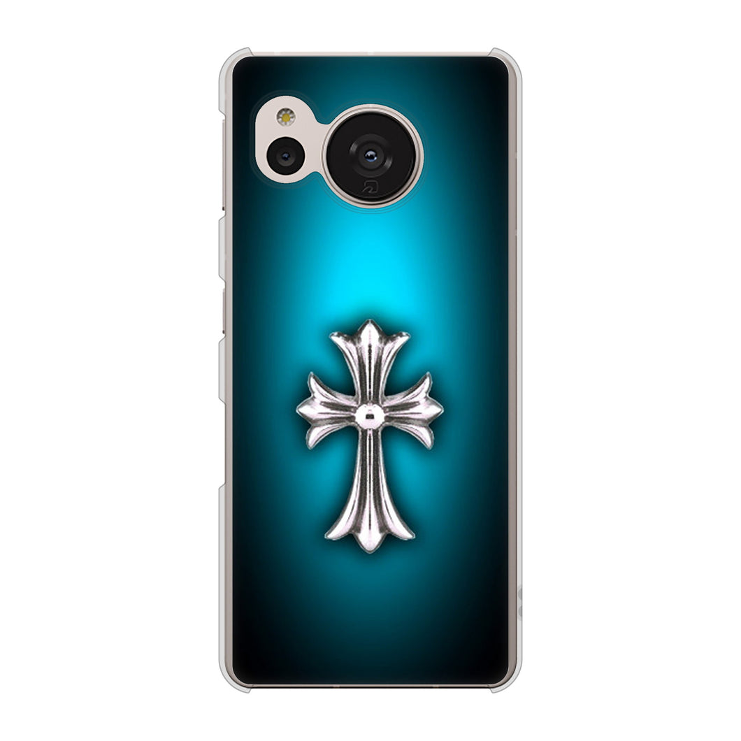AQUOS sense7 SHG10 au 334 クロスブルー ハードケース 背面印刷