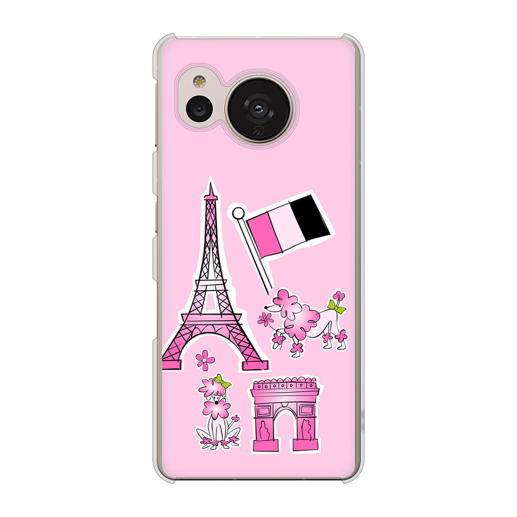 AQUOS sense7 SHG10 au 578 ピンクのフランス ハードケース 背面印刷