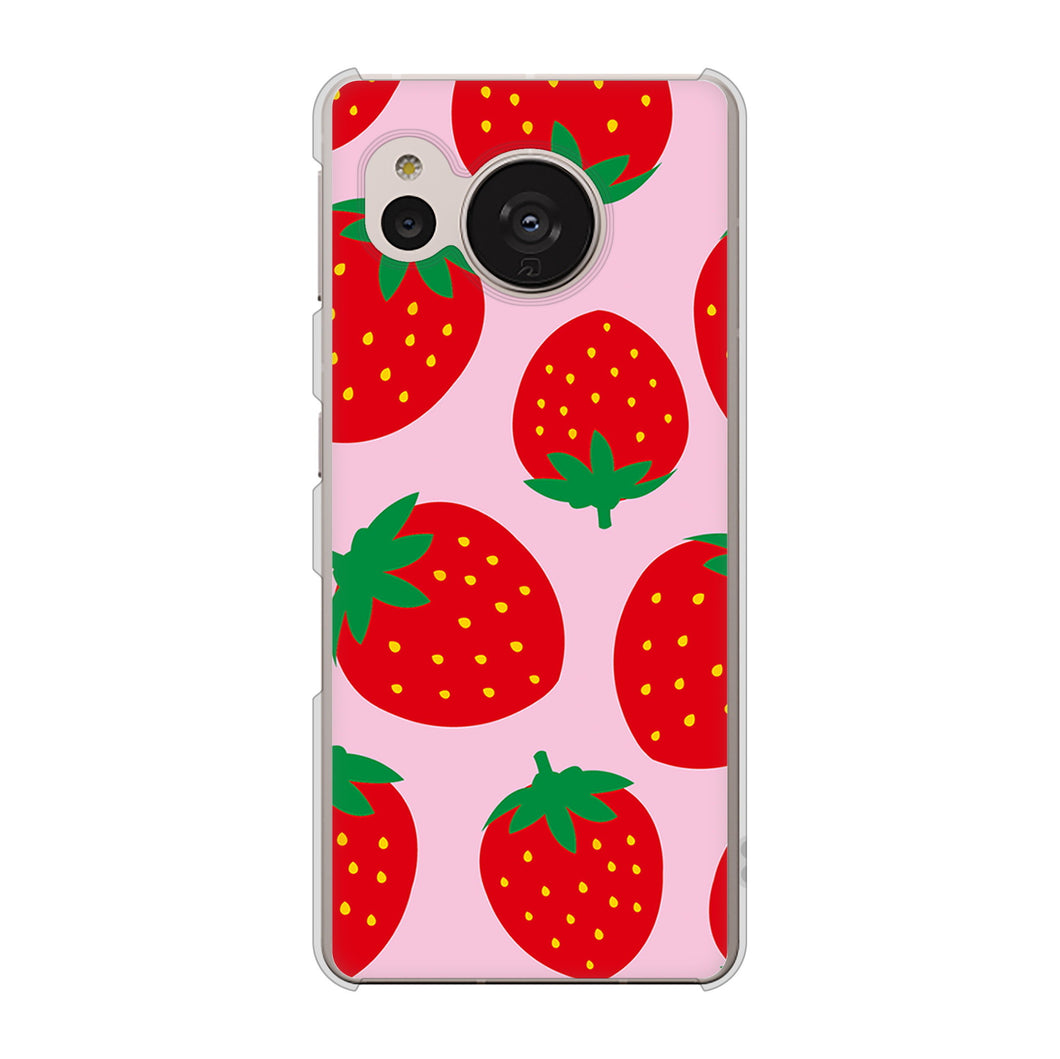 AQUOS sense7 SHG10 au SC820 大きいイチゴ模様レッドとピンク ハードケース 背面印刷