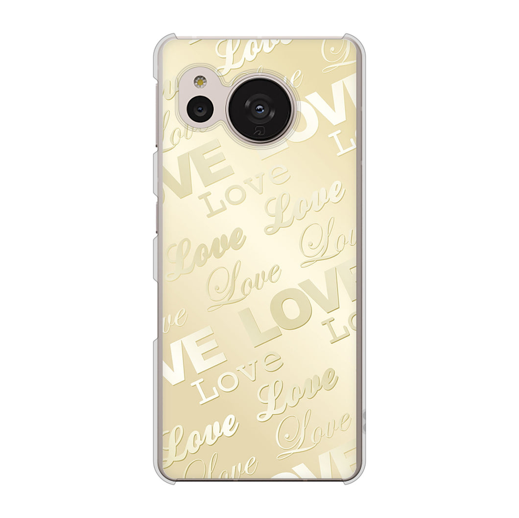 AQUOS sense7 SHG10 au SC840 エンボス風LOVEリンク（ヌーディーベージュ） ハードケース 背面印刷