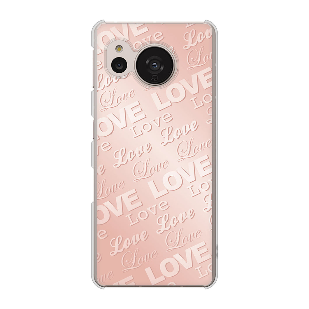 AQUOS sense7 SHG10 au SC841 エンボス風LOVEリンク（ローズピンク） ハードケース 背面印刷