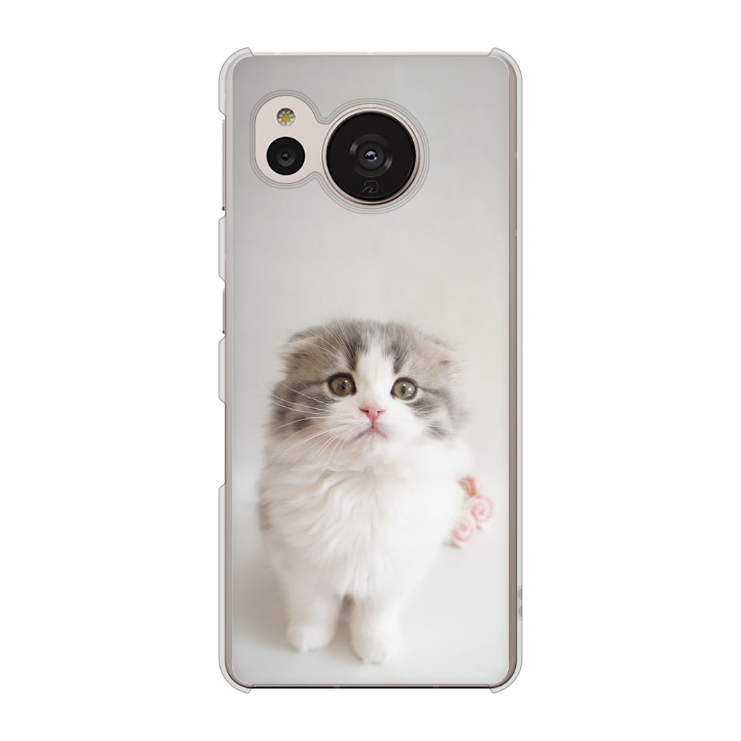 AQUOS sense7 SHG10 au VA803 まっていますネコ ハードケース 背面印刷
