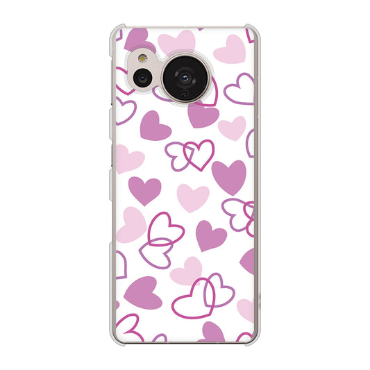 AQUOS sense7 SHG10 au VA928 ハートがいっぱい パープル ハードケース 背面印刷