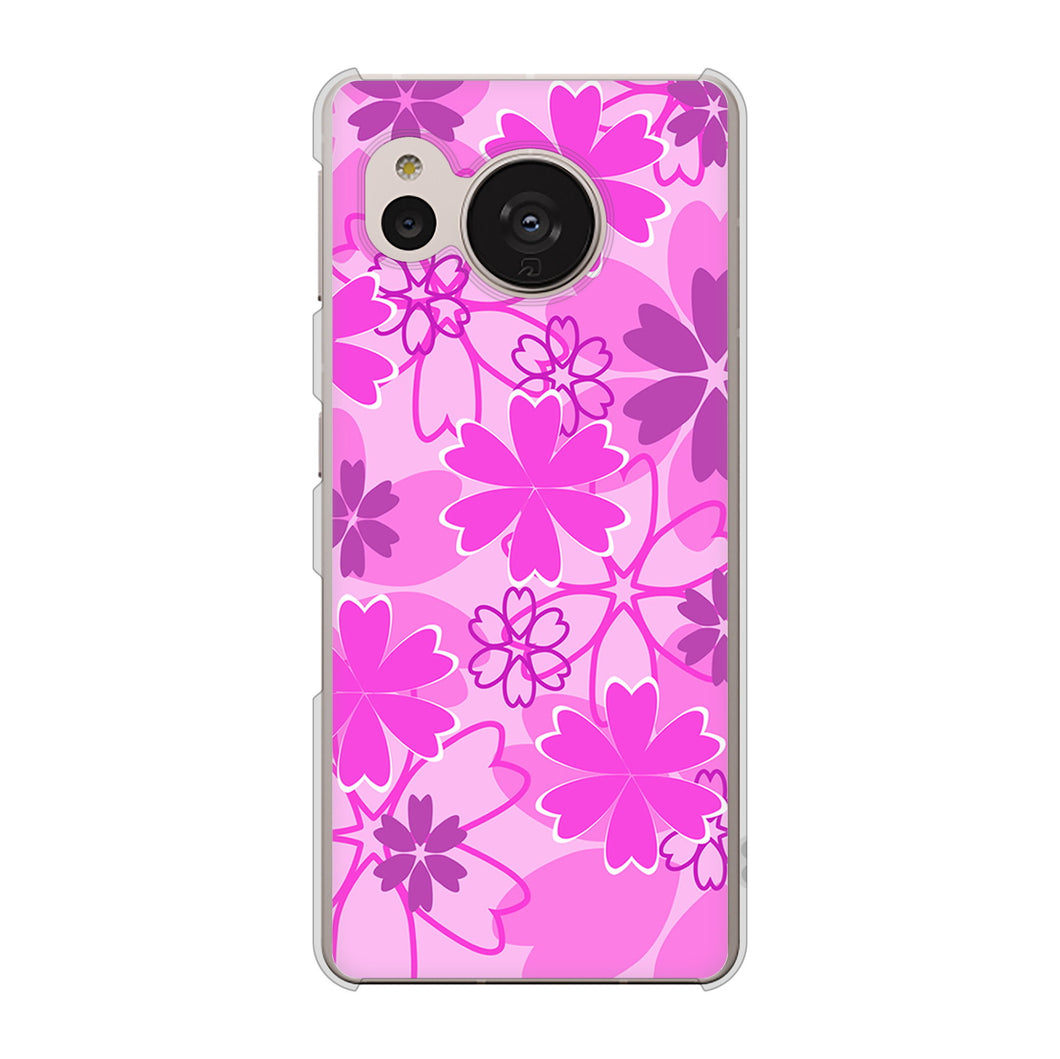 AQUOS sense7 SHG10 au VA961 重なり合う花 ピンク ハードケース 背面印刷