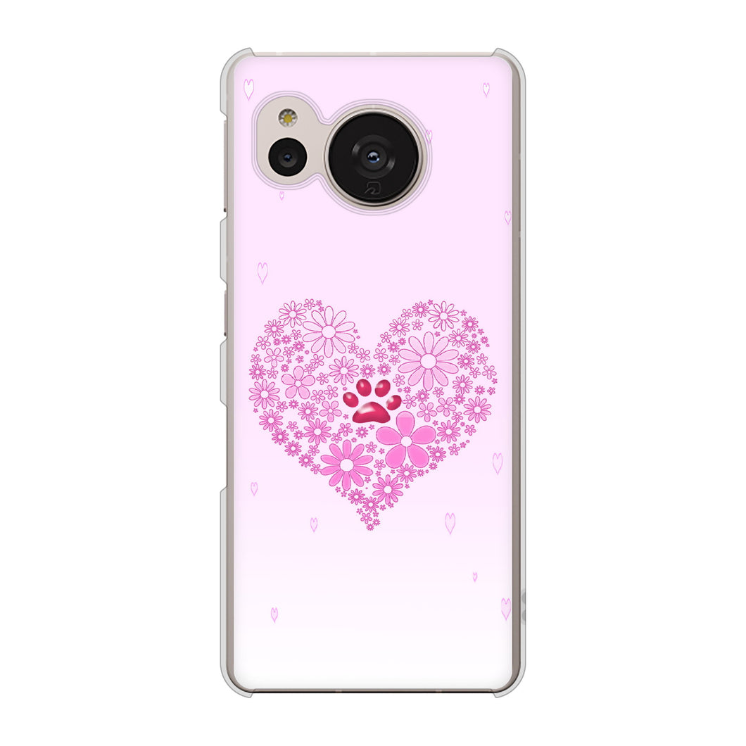 AQUOS sense7 SHG10 au YA956 ハート03 素材クリア ハードケース 背面印刷