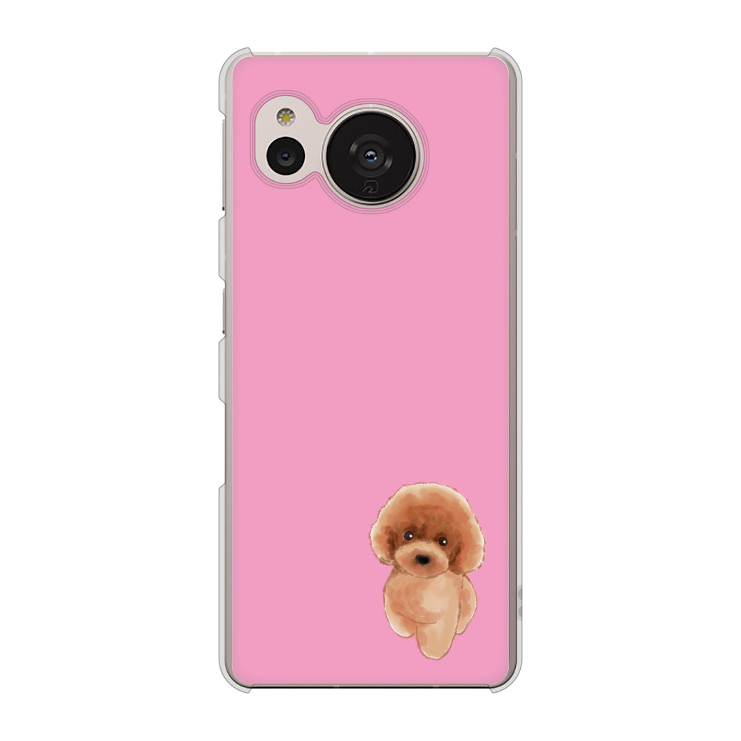 AQUOS sense7 SHG10 au 高画質仕上げ 背面印刷 ハードケース【YJ049 トイプードルレッド（ピンク）】