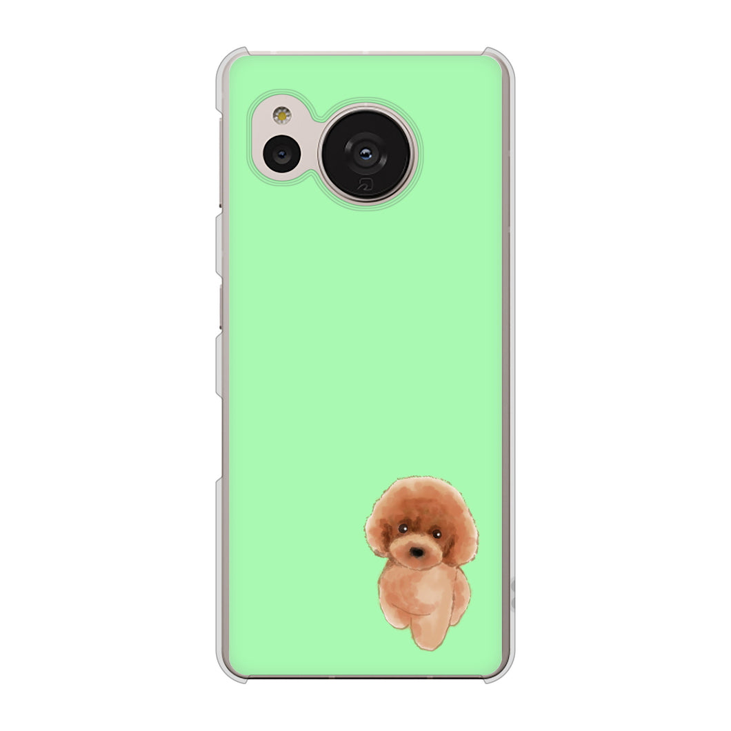 AQUOS sense7 SHG10 au 高画質仕上げ 背面印刷 ハードケース【YJ052 トイプードルレッド（ グリーン）】