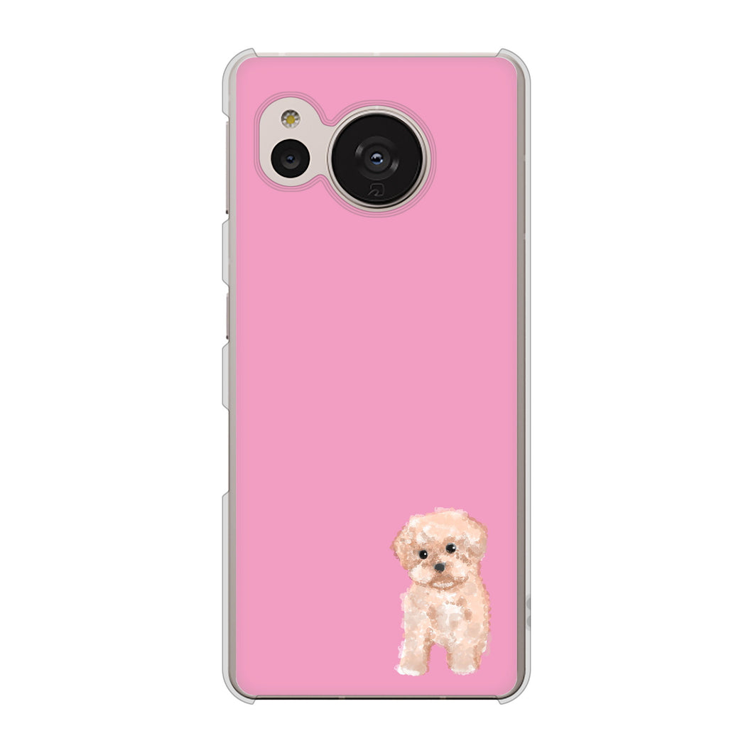 AQUOS sense7 SHG10 au 高画質仕上げ 背面印刷 ハードケース【YJ061 トイプードルアプリコット（ピンク）】