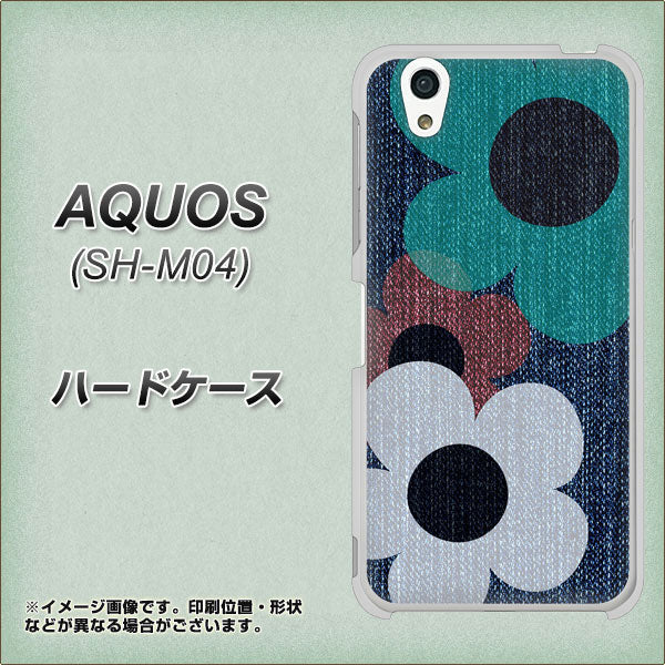 AQUOS SH-M04-A EK869 ルーズフラワーinデニム風 ハードケース 背面印刷