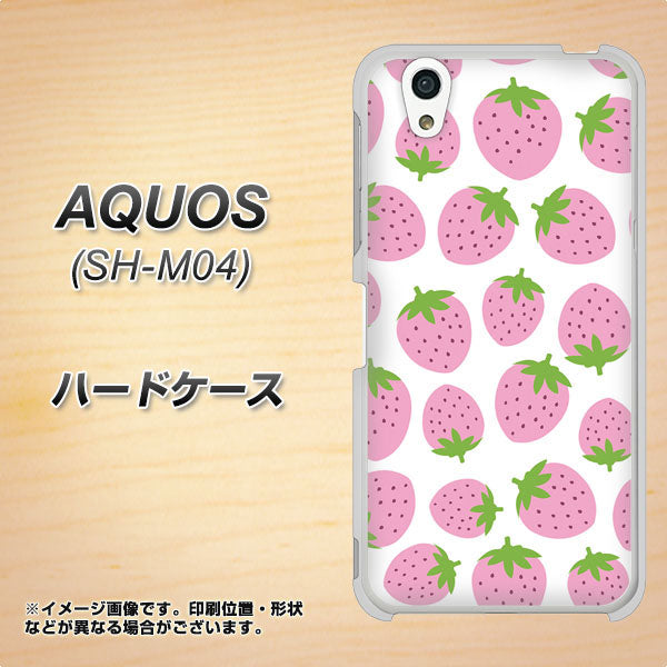 AQUOS SH-M04-A SC809 小さいイチゴ模様 ピンク ハードケース 背面印刷
