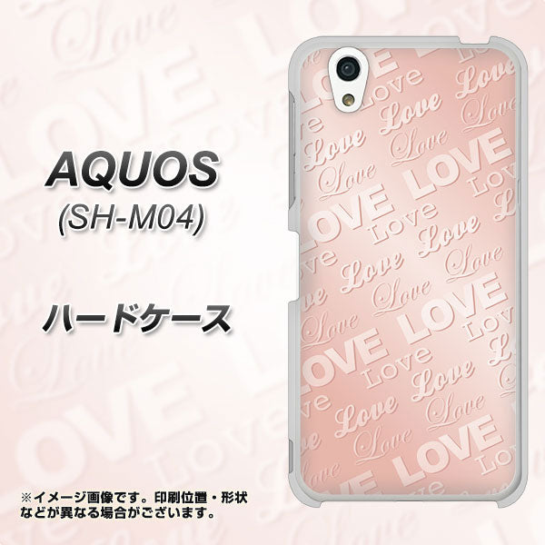 AQUOS SH-M04-A SC841 エンボス風LOVEリンク（ローズピンク） ハードケース 背面印刷