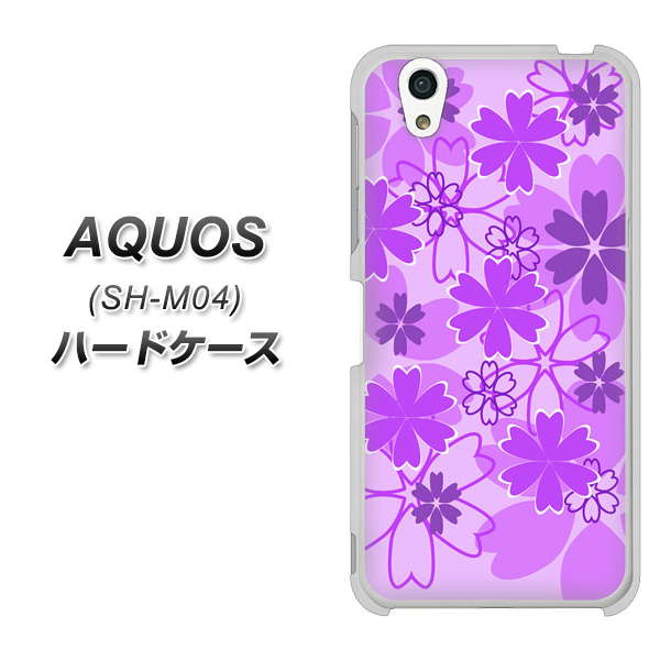 AQUOS SH-M04-A VA960 重なり合う花 パープル ハードケース 背面印刷