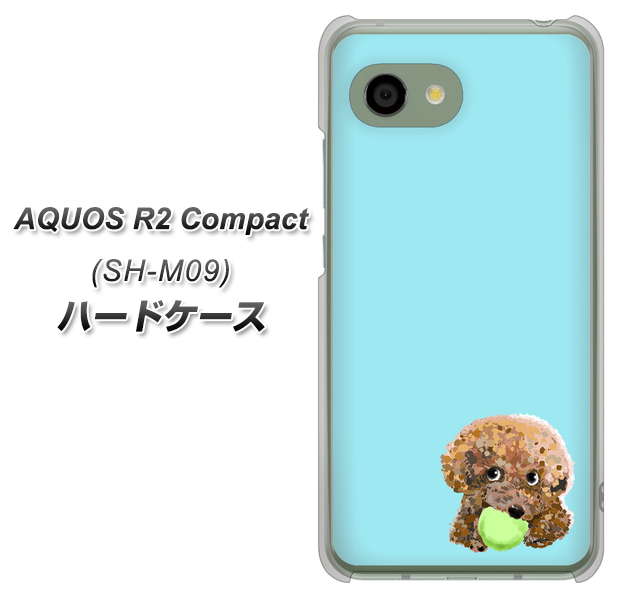 AQUOS R2 compact SH-M09 YJ054 トイプードル＆ボール（ブルー） ハードケース 背面印刷