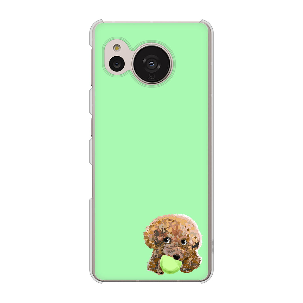 AQUOS sense7 SH-M24 楽天モバイル 高画質仕上げ 背面印刷 ハードケース【YJ055 トイプードル＆ボール（グリーン）】