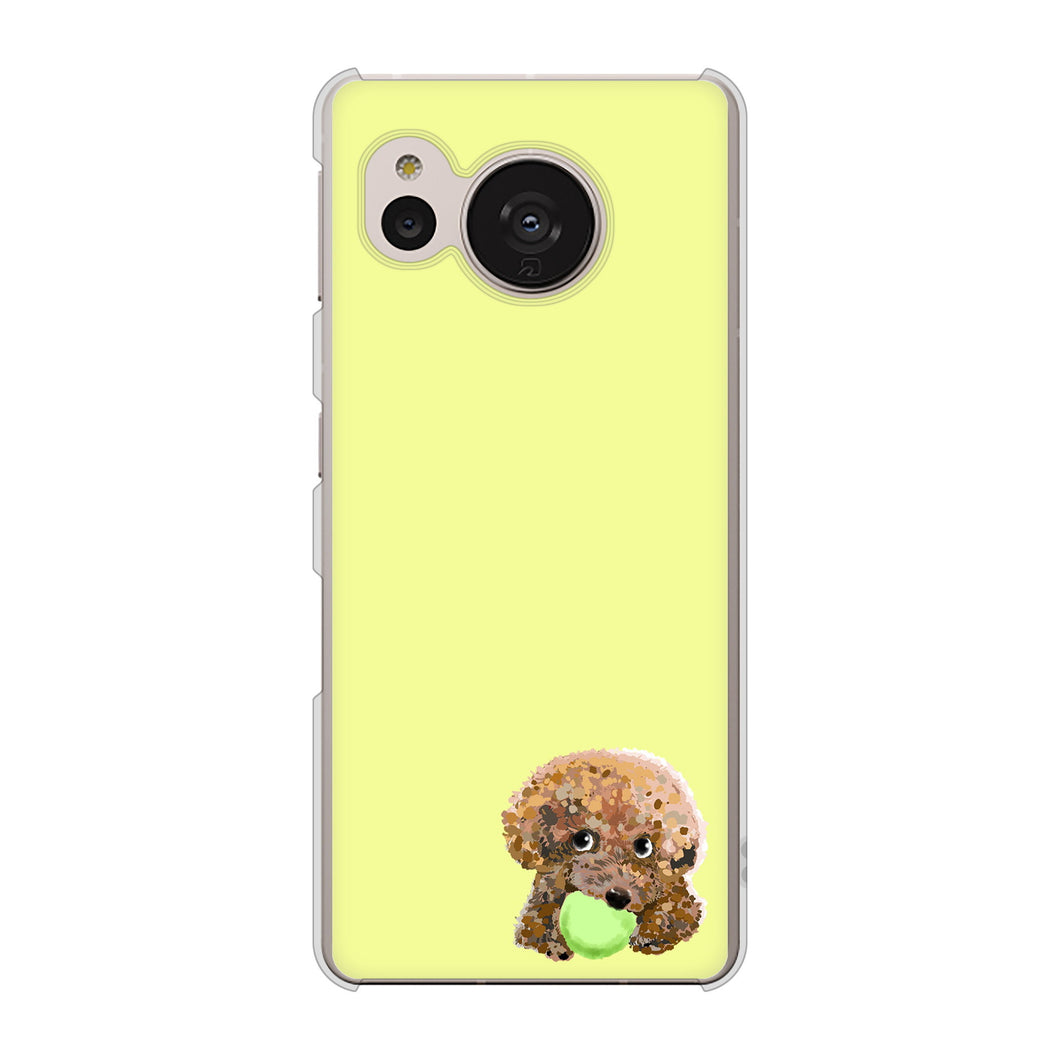 AQUOS sense7 SH-M24 楽天モバイル 高画質仕上げ 背面印刷 ハードケース【YJ056 トイプードル＆ボール（イエロー）】