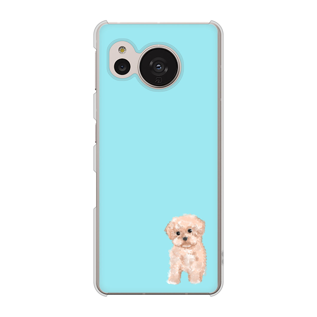 AQUOS sense7 SH-M24 楽天モバイル 高画質仕上げ 背面印刷 ハードケース【YJ062 トイプードルアプリコット（ブルー）】