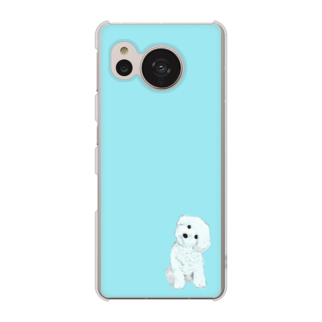 AQUOS sense7 SH-M24 楽天モバイル 高画質仕上げ 背面印刷 ハードケース【YJ070 トイプードルホワイト（ブルー）】