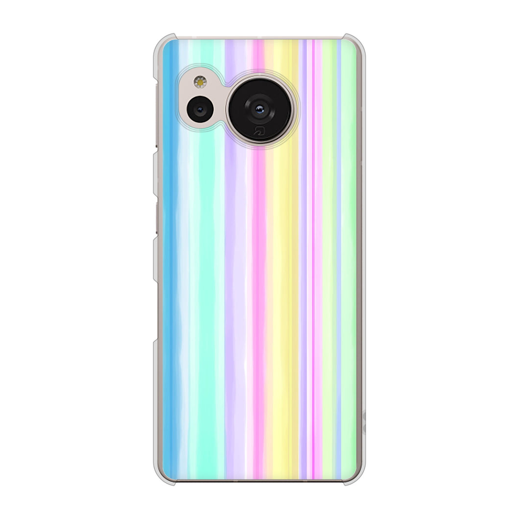 AQUOS sense7 SH-M24 楽天モバイル 高画質仕上げ 背面印刷 ハードケース【YJ313 ストライプ レインボー】