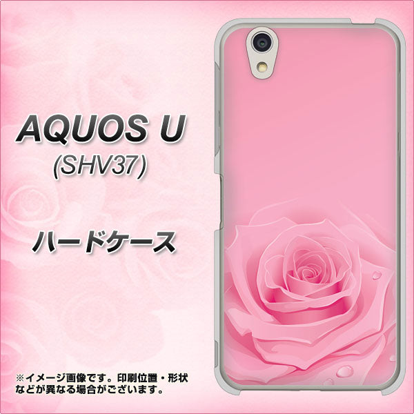 AQUOS U SHV37 au 401 ピンクのバラ ハードケース 背面印刷